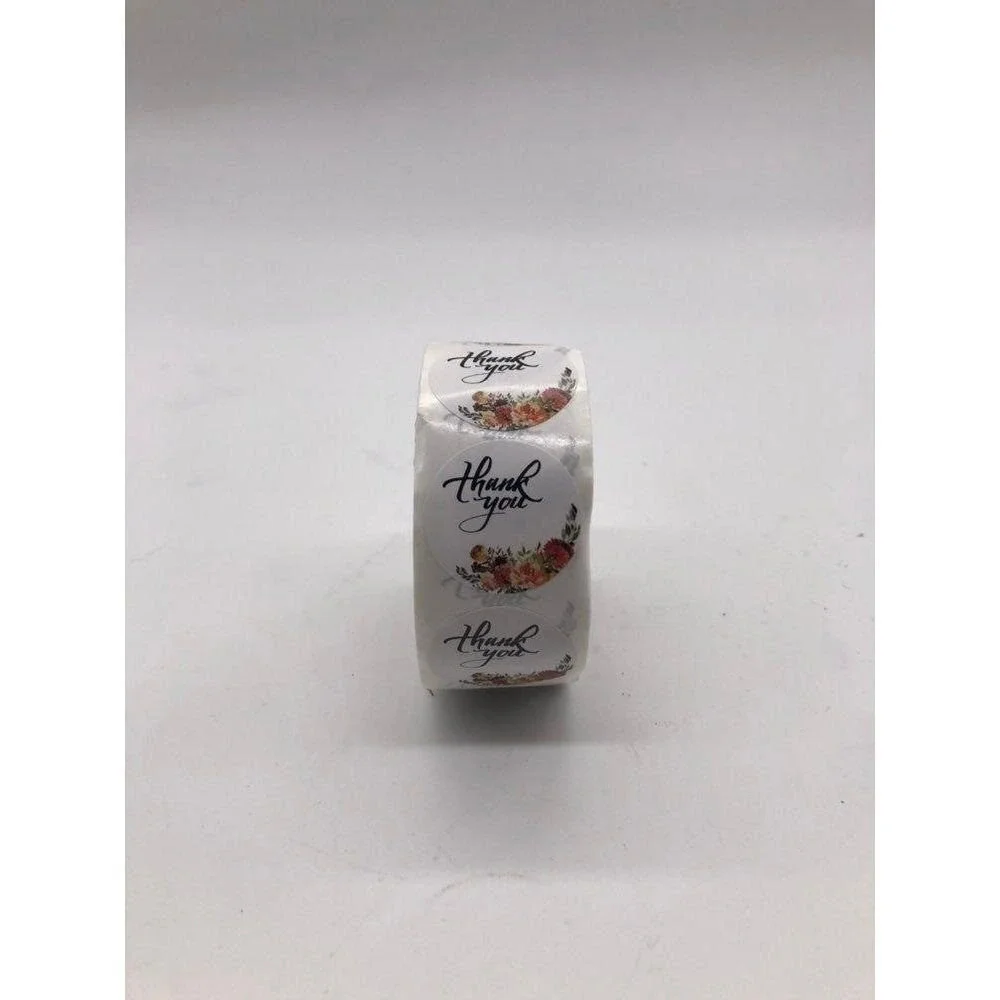Thank You Stickers Roll Round 1in Labels‎ Floral Design 500 Pcs Durable Adhesive